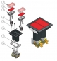 Preview: Doppel Leuchttaster quadratisch 52,5x52,5 mm Low Profil