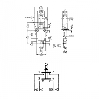 Serviceschalter (Türschalter) doppelpolig Kontaktanschlüsse 6.3 mm x 0.8 mm