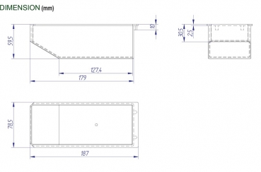 Kunststoff Kassenbehälter für Automaten 187x78,5x59,5mm