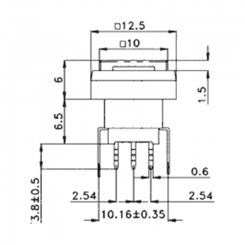 Taster für Tastatur quadratisch 12,5x12,5 mm mit LED Beleuchtung