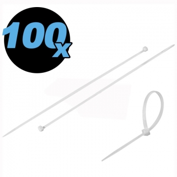 Cable ties 200 x 2.5 mm transparent-white UV and weatherproof nylon