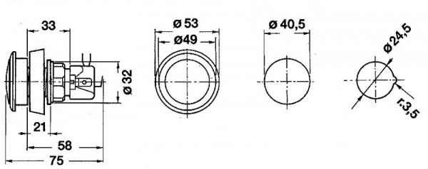 Leuchttaster rund 53 mm rot