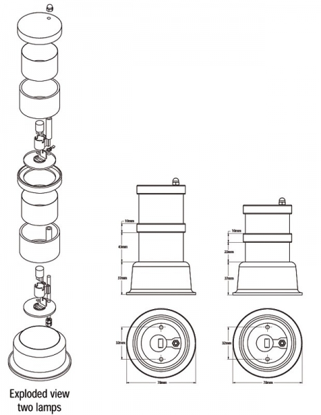 Toplight Tower 3 fach rt/ws Chrom