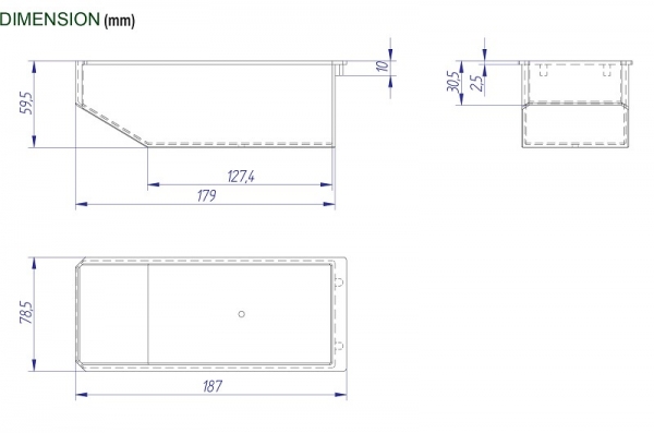 Kunststoff Kassenbehälter für Automaten 187x78,5x59,5mm