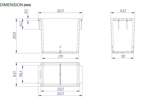 Kunststoff Kassenbehälter für Automaten 263x144x206mm