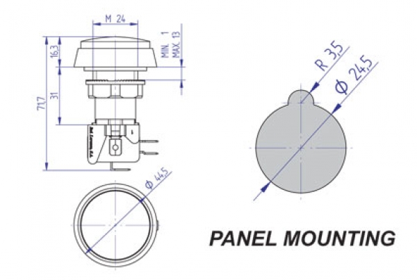 Illuminated Push Buttons 44 mm round